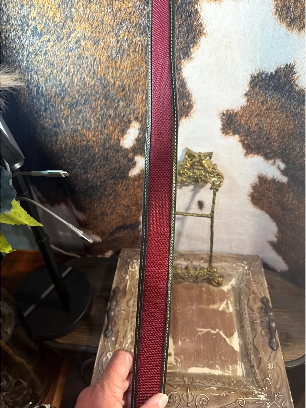 Nike G-Flex Black and Burgundy Reversible Belt with Yellow Stitching